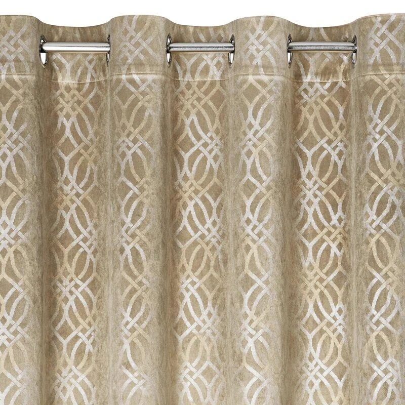 Eurofirany minkšto aksomo užuolaida ARETA su boho stiliaus raštu / 200 g/m2 / 140x250 / smėlio spalvos