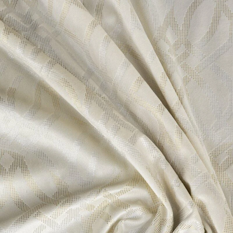 Eurofirany minkšto aksomo užuolaida ARETA su boho stiliaus raštu / 200 g/m2 / 140x250 / kreminės spalvos