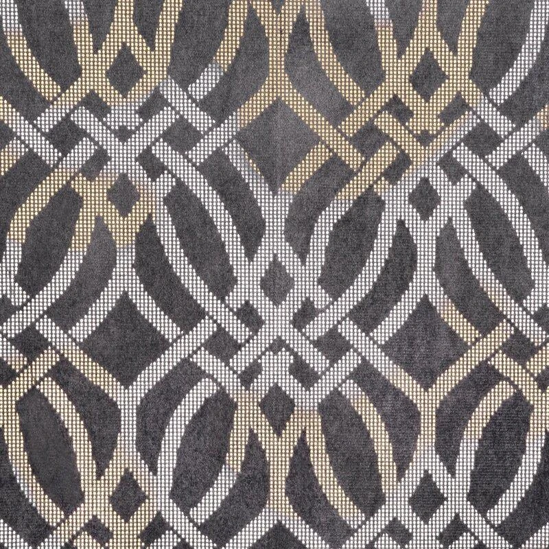 Eurofirany minkšto aksomo užuolaida ARETA su boho stiliaus raštu / 200 g/m2 / 140x250 / sidabro ir aukso spalvos