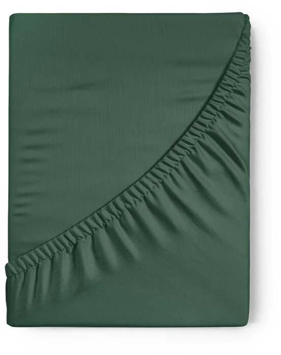 Eurofirany DIVA LINE DINA medvilninio satino paklodė be elastinės gumos, 180 x 210 cm, spalva: tamsiai žalia