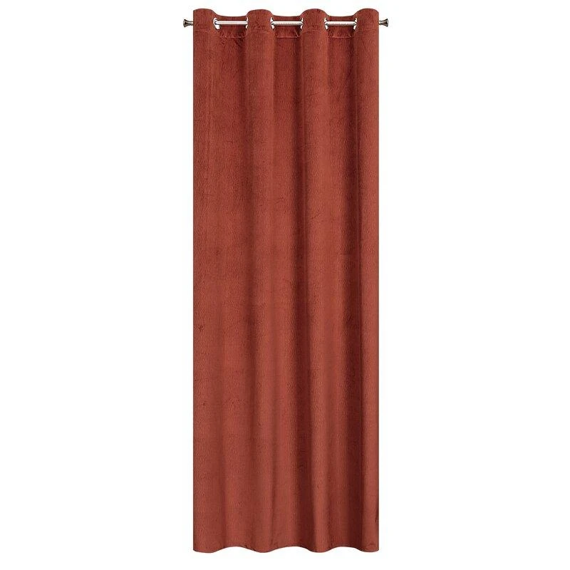 Naktinė užuolaida iš minkšto aksomo Eurofirany LILI 140X250 cm, su žiedais, 200g/m2, spalva: raudonų plytų