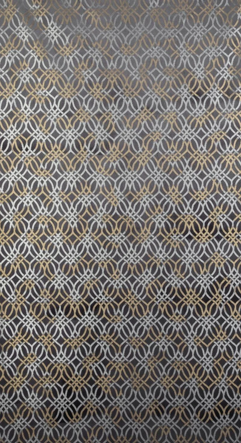 Eurofirany minkšto aksomo užuolaida ARETA su boho stiliaus raštu / 200 g/m2 / 140x250 / sidabro ir aukso spalvos