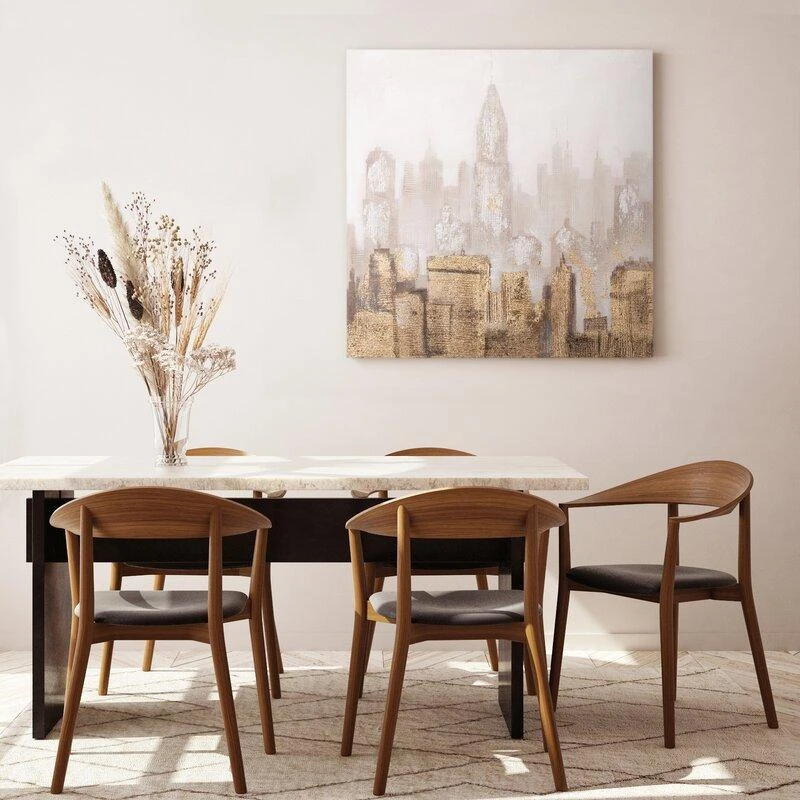 Paveikslas Eurofirany METROPOLIS 1 miesto peizažas, tapytas rankomis ant drobės, 80 x 80 cm