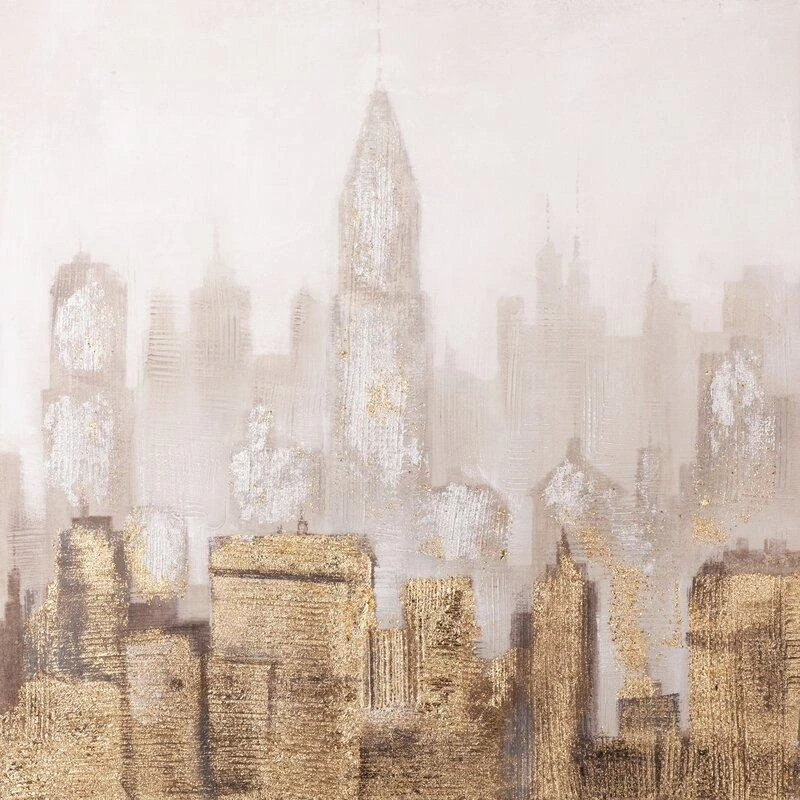 Paveikslas Eurofirany METROPOLIS 1 miesto peizažas, tapytas rankomis ant drobės, 80 x 80 cm