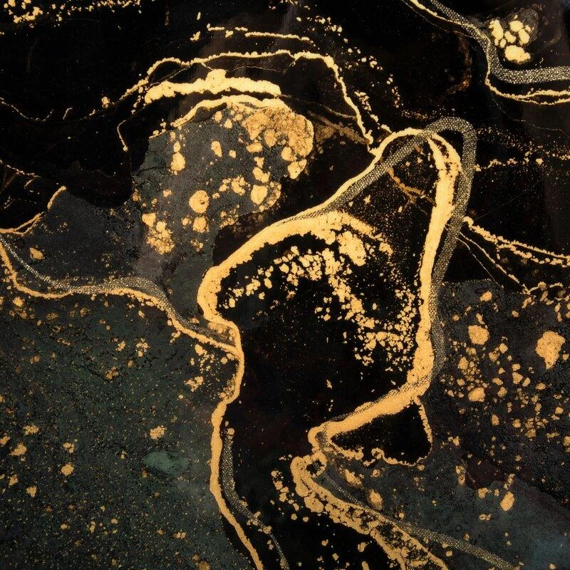 Eurofirany Juodos ir auksinės spalvos spausdinta drobė su aukso elementais, įrėmintas dekoratyvinis paveikslas, elegantiškas sienos menas svetainei ar biurui, 53x73 cm, namų dekoras