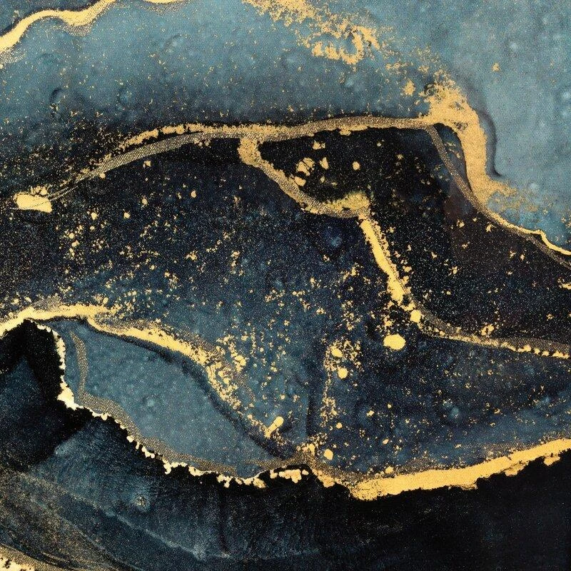 Eurofirany Plieno mėlynos ir mėlynos spalvos sienos menas, spausdinta drobė su aukso papuošimais, modernus namų dekoras, 53x73 cm rėmintas paveikslas, interjero detalė