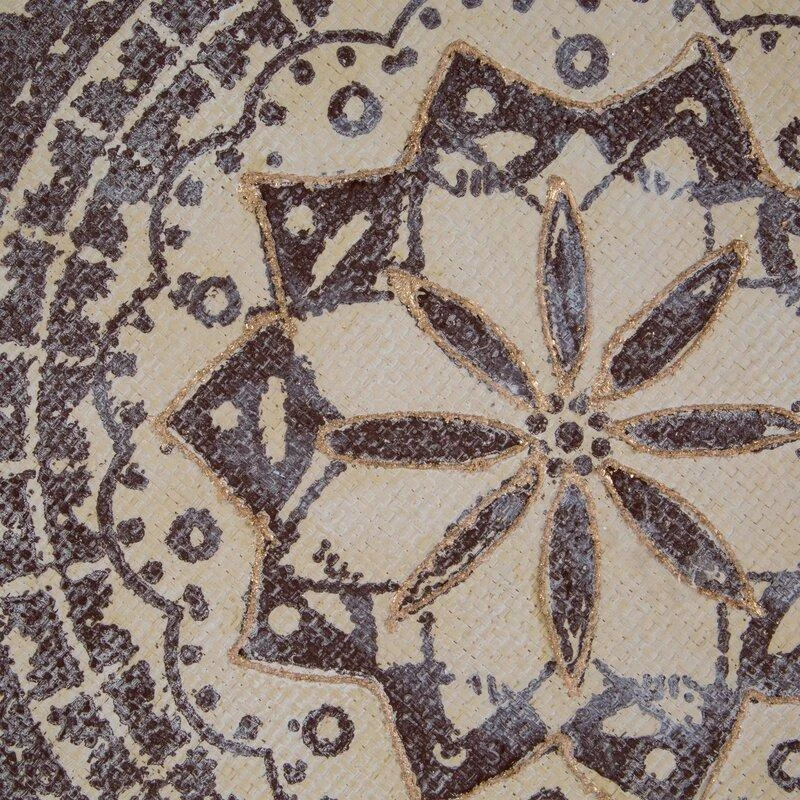 Eurofirany Rankomis tapytas smėlio spalvos ornamentų paveikslas ant drobės, 60x60 cm kvadratinis paveikslas, unikalus dekoratyvinis meno kūrinys svetainei ar miegamajam, sienų dekoracija