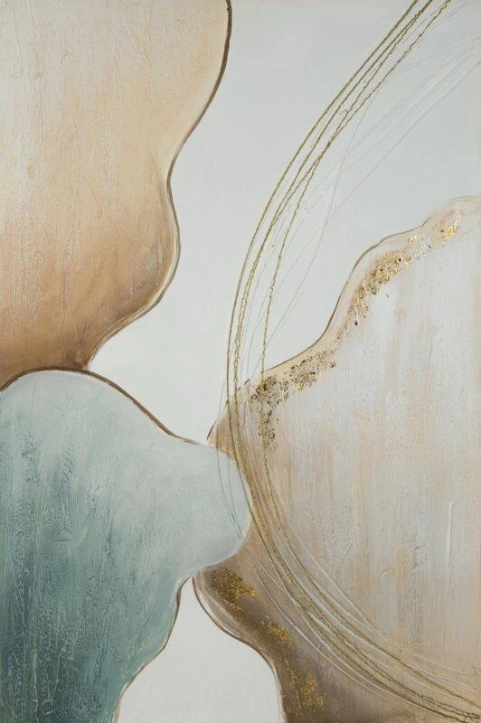 Eurofirany Rankomis tapytas abstraktus paveikslas ant drobės, žalias daugiaspalvis modernus sienų dekoras, 60x90 cm, unikali tekstūrinė tapyba, meno kūrinys namams