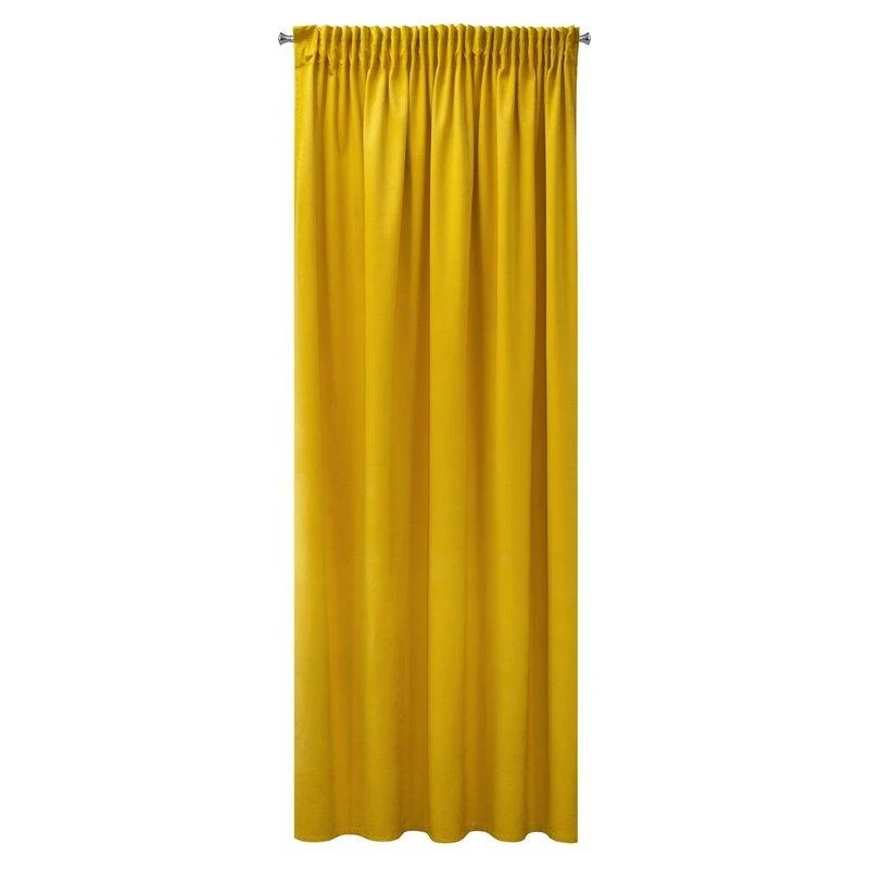 Eurofirany PIERRE CARDIN SIBEL Naktinė užuolaida iš minkšto aksomo, 260 g/m2, 140X270 cm, juosta / tunelis / kabliukai, spalva: garstyčių