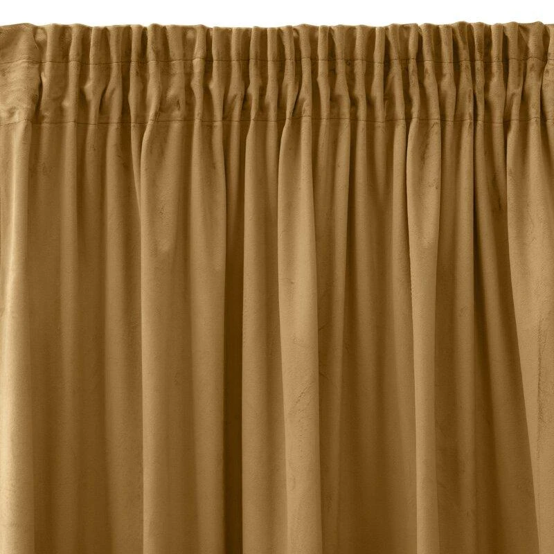 Eurofirany PIERRE CARDIN SIBEL Naktinė užuolaida iš minkšto aksomo, 260 g/m2, 140X270 cm, juosta / tunelis / kabliukai, spalva: auksinė