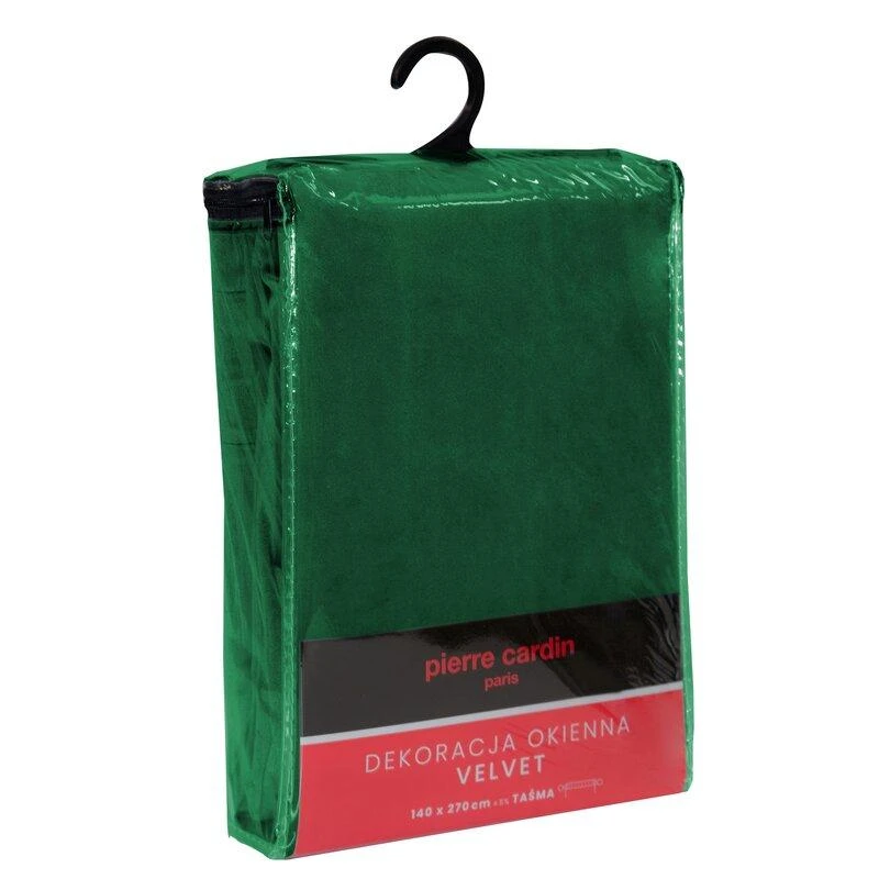 Eurofirany PIERRE CARDIN SIBEL Naktinė užuolaida iš minkšto aksomo, 260 g/m2, 140X270 cm, juosta / tunelis / kabliukai, spalva: žalia