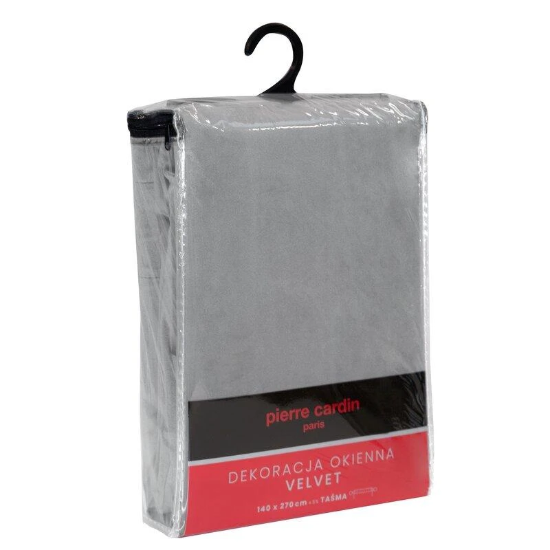 Eurofirany PIERRE CARDIN SIBEL Naktinė užuolaida iš minkšto aksomo, 260 g/m2, 140X270 cm, juosta / tunelis / kabliukai, spalva: pilka