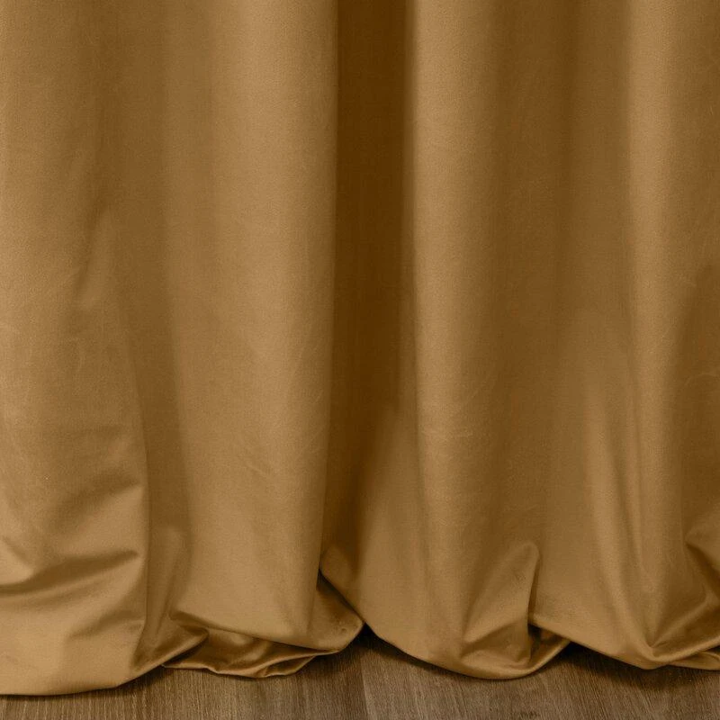 Eurofirany PIERRE CARDIN SIBEL Naktinė užuolaida iš minkšto aksomo, 260 g/m2, 140X270 cm, juosta / tunelis / kabliukai, spalva: auksinė