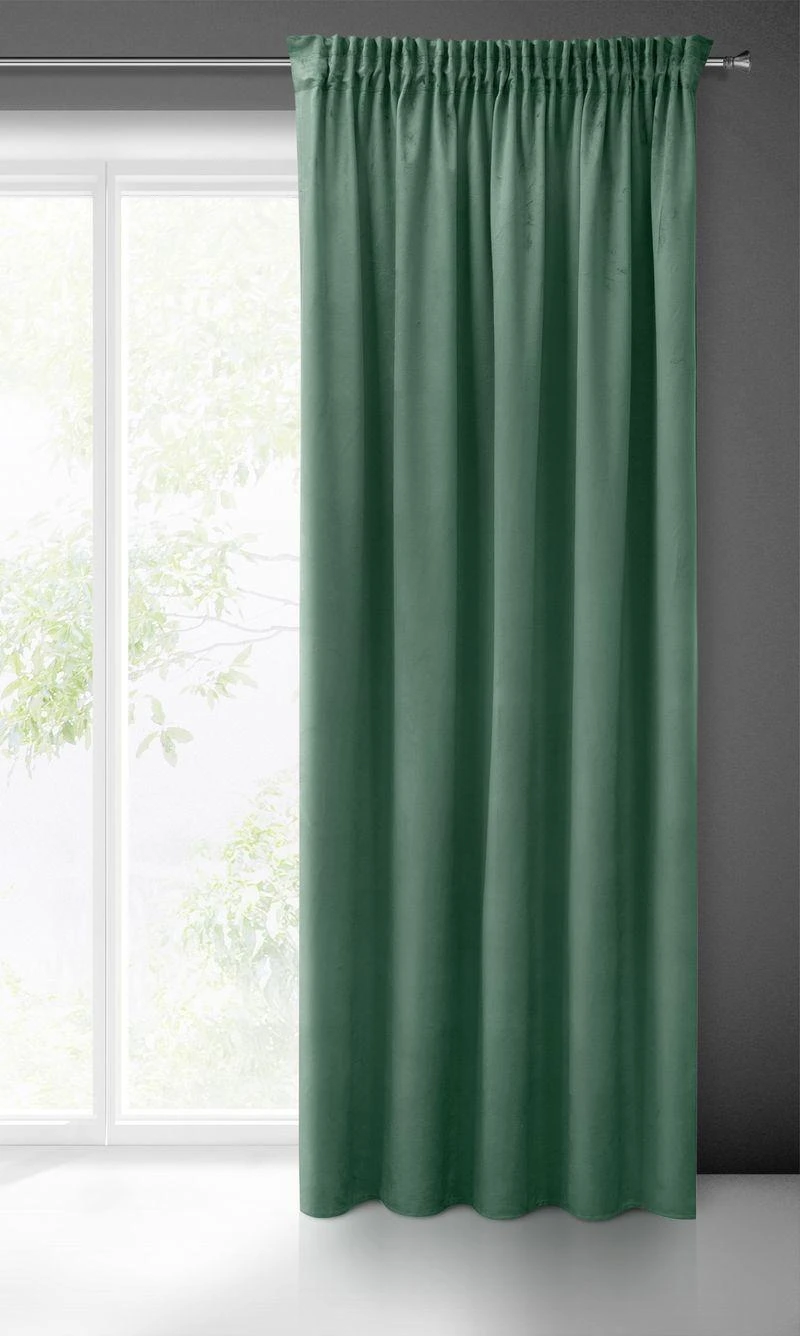 Eurofirany PIERRE CARDIN SIBEL Naktinė užuolaida iš minkšto aksomo, 260 g/m2, 140X270 cm, juosta / tunelis / kabliukai, spalva: mėtinė