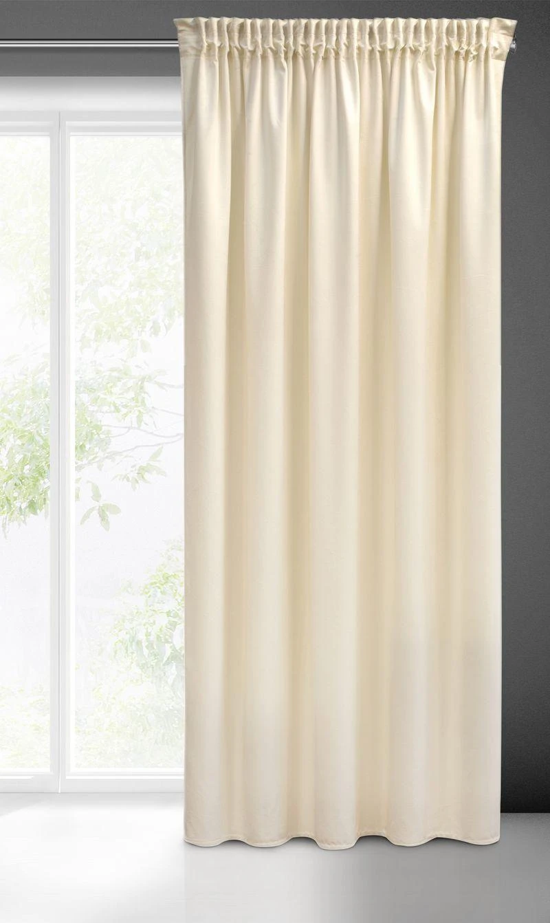 Eurofirany PIERRE CARDIN SIBEL Naktinė užuolaida iš minkšto aksomo, 260 g/m2, 140X270 cm, juosta / tunelis / kabliukai, spalva: kreminė