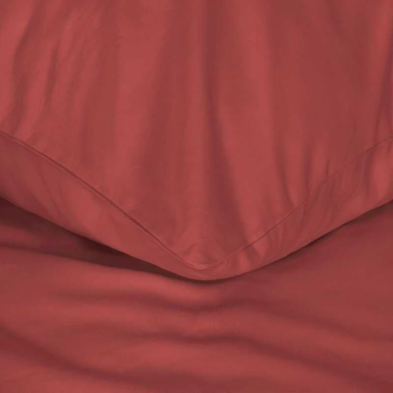 Eurofirany Raudonas dvipusis medvilnės satino patalynės komplektas, 180x200 cm antklodės užvalkalas ir pagalvės, užtrauktukas, gili spalva, miegamojo tekstilė Patalynė
