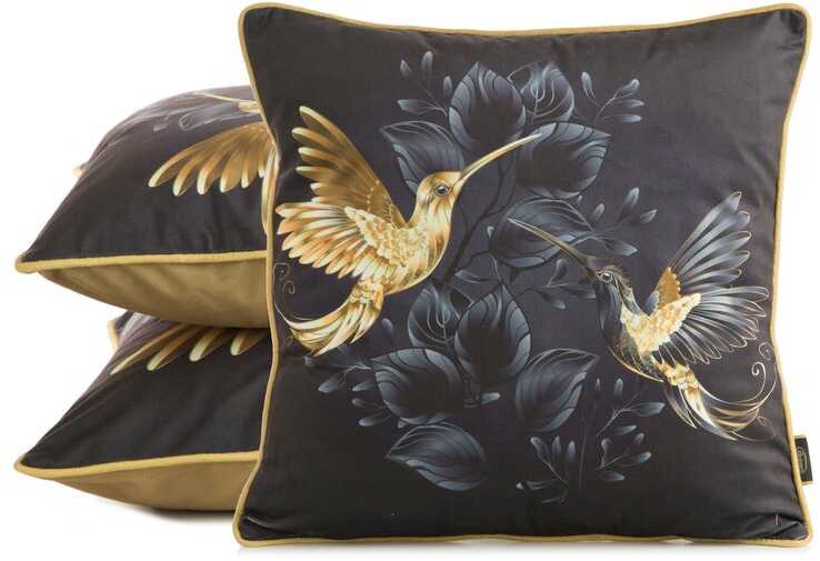 Eurofirany SI/PO/VELVET/01 45X45 Juodas+GOLD