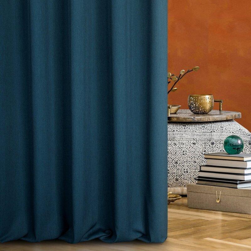 Eurofirany Turkio spalvos paruošta užuolaida su žiedais, 140x250 cm, lininio pynimo audinys, pusiau užtemdanti, moderniam interjerui, langų dekoras