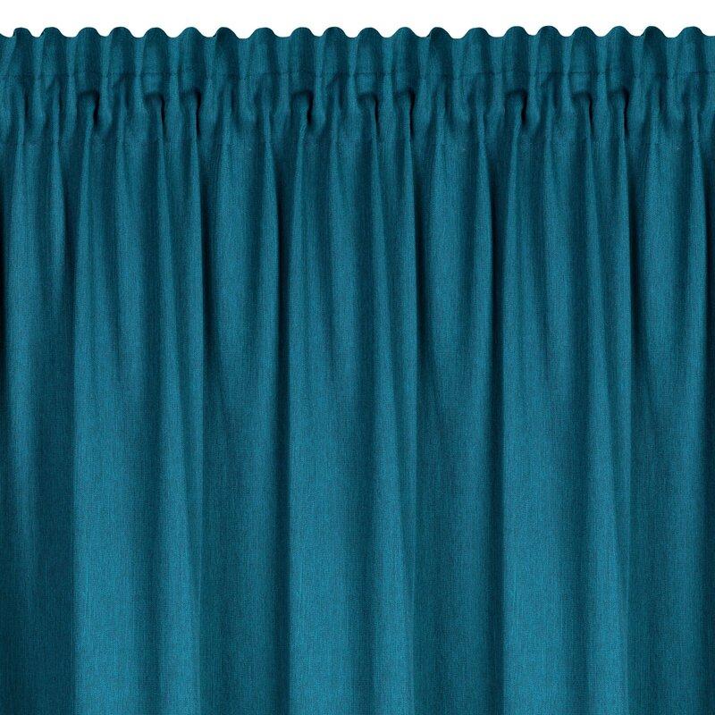 Eurofirany Tamsiai mėlyna pusiau užtemdanti poliesterio užuolaida, 140x270 cm, melanžo efektas, sutraukiamoji juosta, langų dekoras, interjero tekstilė