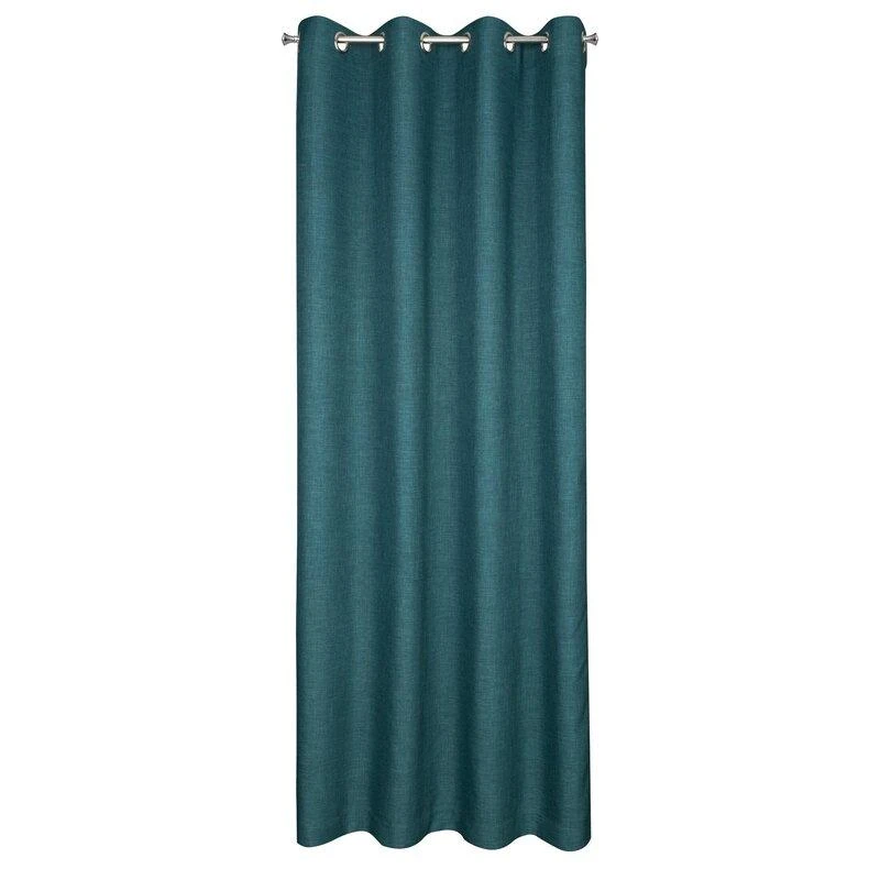 Eurofirany Tamsiai turkio spalvos pusiau užtemdanti užuolaida, 140x250 cm, lino pynimo audinys, paruošta kabinimui su metalinėmis kilpomis, langų dekoras