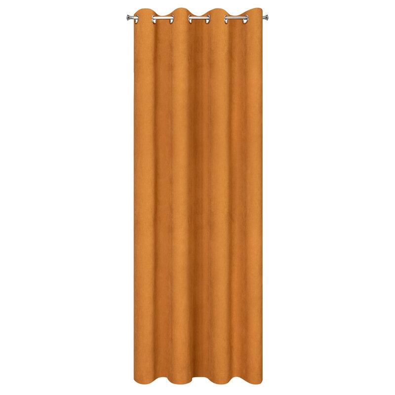 Eurofirany Plytų raudonumo pusiau užtemdanti užuolaida, 140x250 cm, minkštas veliūrinis audinis, kabinimas žiedais, moderniam interjerui, Terra kolekcija, dekoratyvinė užuolaida svetainei
