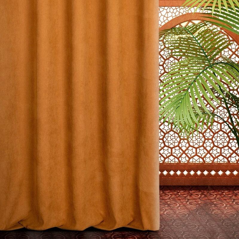 Eurofirany Plytų raudonumo pusiau užtemdanti užuolaida, 140x250 cm, minkštas veliūrinis audinis, kabinimas žiedais, moderniam interjerui, Terra kolekcija, dekoratyvinė užuolaida svetainei