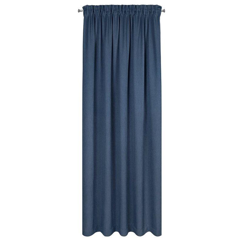 Eurofirany Tamsiai mėlyna pusiau užtemdanti užuolaida, 140x270 cm, minkštas poliesterio audinis su melanžo efektu, paruošta naudojimui su 8 cm juosta, moderniam interjerui, langų uždangalas, namų dekoras