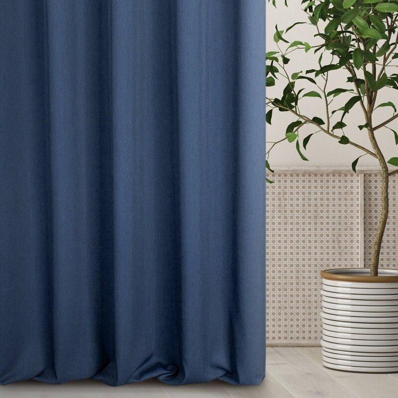 Eurofirany Tamsiai mėlyna pusiau užtemdanti užuolaida, 140x270 cm, minkštas poliesterio audinis su melanžo efektu, paruošta naudojimui su 8 cm juosta, moderniam interjerui, langų uždangalas, namų dekoras