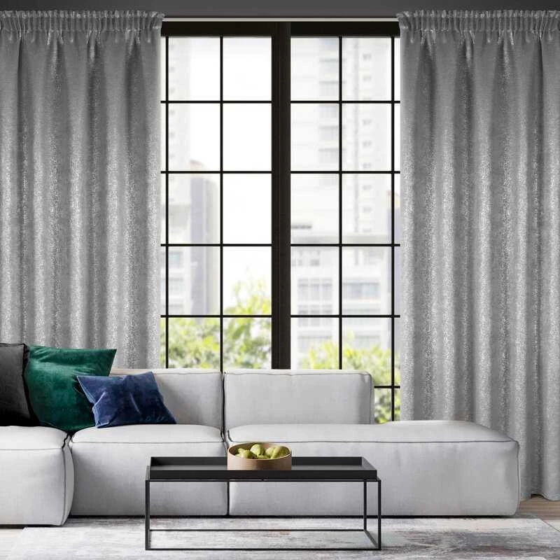 Eurofirany Užuolaida Ebru Blackout sidabrinė, žiedai 135x270 cm