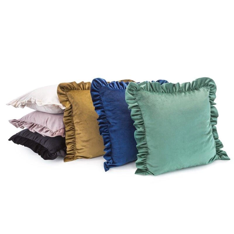 Eurofirany VELVET / 25 Aksominis pagalvės užvalkalas, dekoruotas raukiniais, 45 X 45 cm, spalva: mėtų