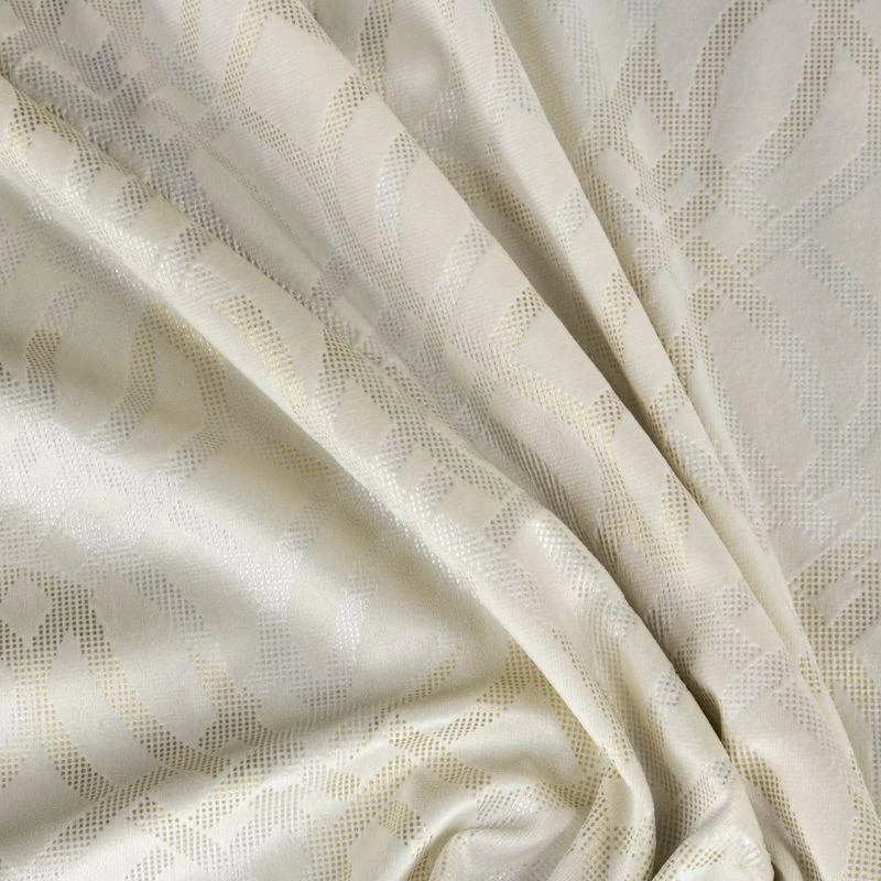 Eurofirany minkšto aksomo užuolaida ARETA su boho stiliaus raštu / 200 g/m2 / 140x250 / kreminės spalvos