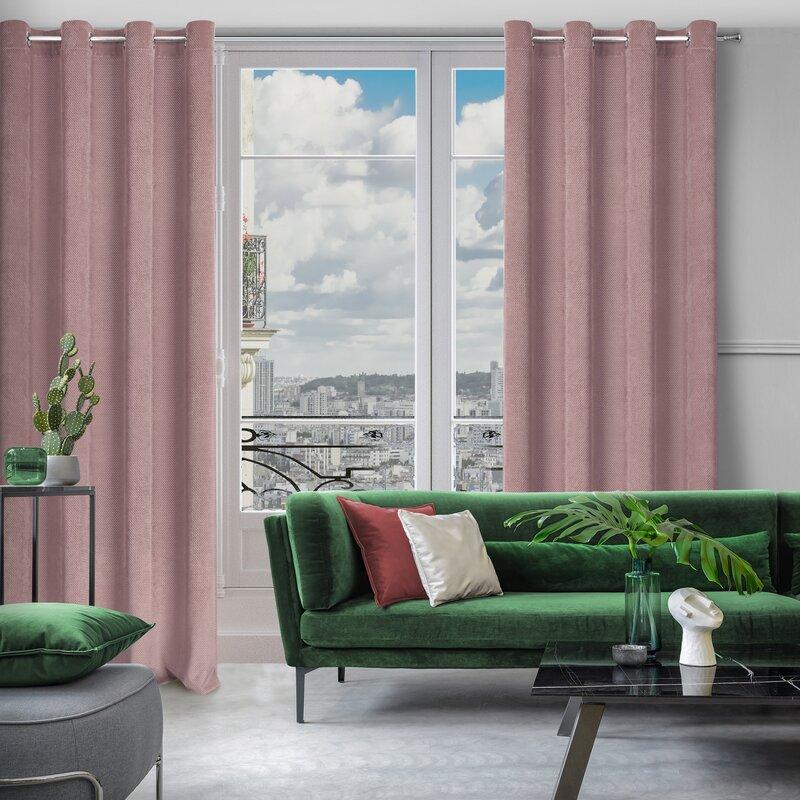 Eurofirany ELIZA Minkšto aksomo naktinė užuolaida su smulkiu raštu, 140X250 cm, kilpos / žiedai, spalva: pudros