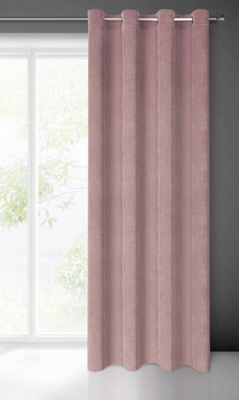 Eurofirany ELIZA Minkšto aksomo naktinė užuolaida su smulkiu raštu, 140X250 cm, kilpos / žiedai, spalva: pudros
