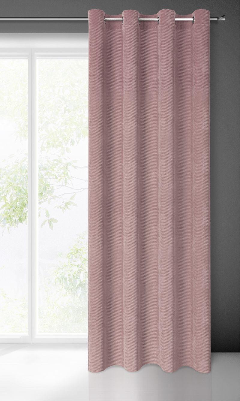 Eurofirany ELIZA Minkšto aksomo naktinė užuolaida su smulkiu raštu, 140X250 cm, kilpos / žiedai, spalva: pudros