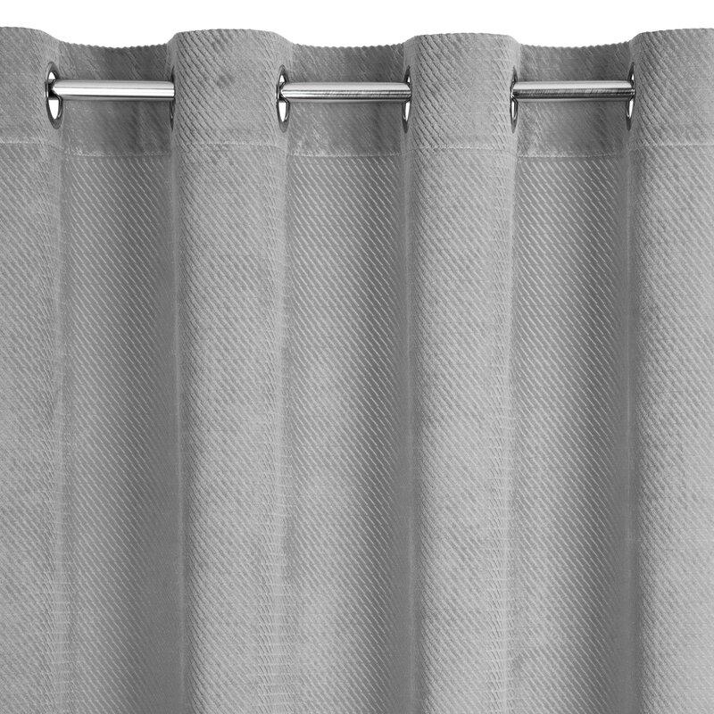 Eurofirany ELIZA Minkšto aksomo naktinė užuolaida su smulkiu raštu, 140X250 cm, kilpos / žiedai, spalva: sidabrinė