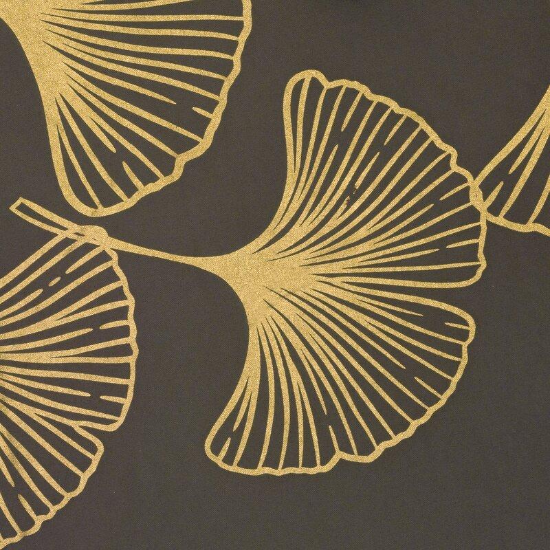 Eurofirany Naktinė blackout tipo temdanti užuolaida HARMONY su blizgiu ginkmedžio raštu, 140 X 250 cm, žiedai, spalva: ruda, auksinė