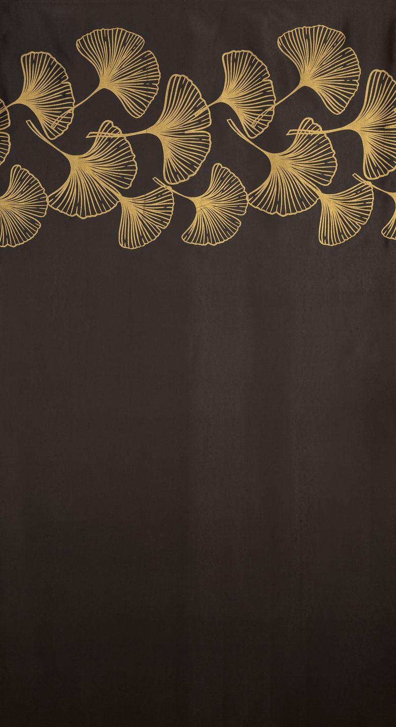 Eurofirany Naktinė blackout tipo temdanti užuolaida HARMONY su blizgiu ginkmedžio raštu, 140 X 250 cm, žiedai, spalva: ruda, auksinė