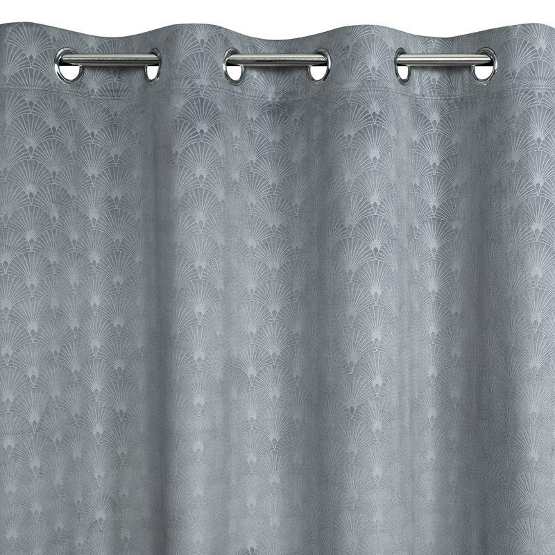 Naktinė užuolaida Eurofirany JULIA iš minkšto aksomo su geometriniu vėduoklės raštu, 140X250 cm, kilpos /žiedai, spalva: tamsiai pilka aprašymas - Prekės nuotrauka