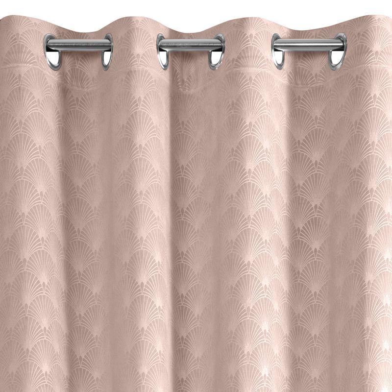 Naktinė užuolaida Eurofirany JULIA iš minkšto aksomo su geometriniu vėduoklės raštu, 140X250 cm, kilpos /žiedai, spalva: rausva aprašymas - Prekės nuotrauka