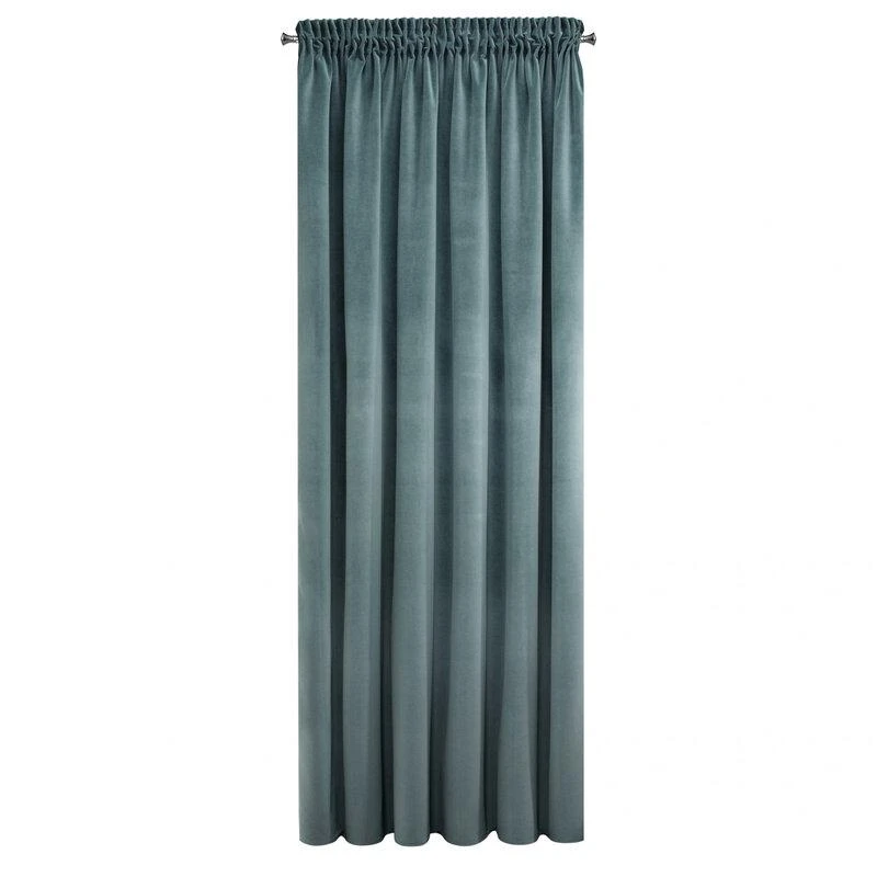Eurofirany vienspalvė storesnio minkšto aksomo naktinė užuolaida KRISTI, 140X270 cm, 330 g/m2, juosta/ tunelis, spalva: mėlyna