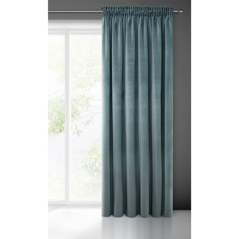 Eurofirany vienspalvė storesnio minkšto aksomo naktinė užuolaida KRISTI, 140X270 cm, 330 g/m2, juosta/ tunelis, spalva: mėlyna