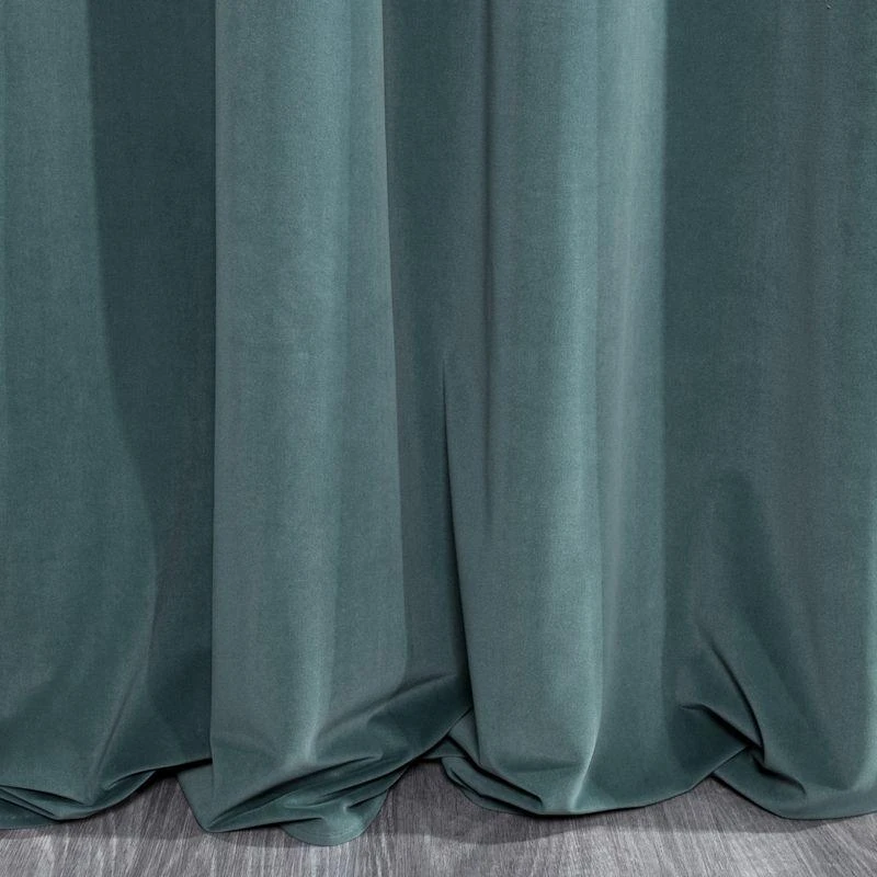 Eurofirany vienspalvė storesnio minkšto aksomo naktinė užuolaida KRISTI, 140X270 cm, 330 g/m2, juosta/ tunelis, spalva: mėlyna