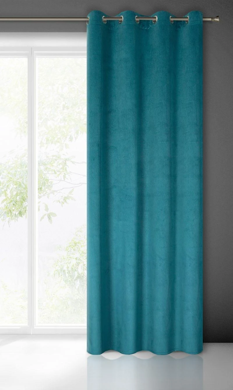 Naktinė užuolaida iš minkšto aksomo Eurofirany LILI 140X250 cm, su žiedais, 200g/m2, spalva: tamsaus turkio aprašymas - Prekės nuotrauka
