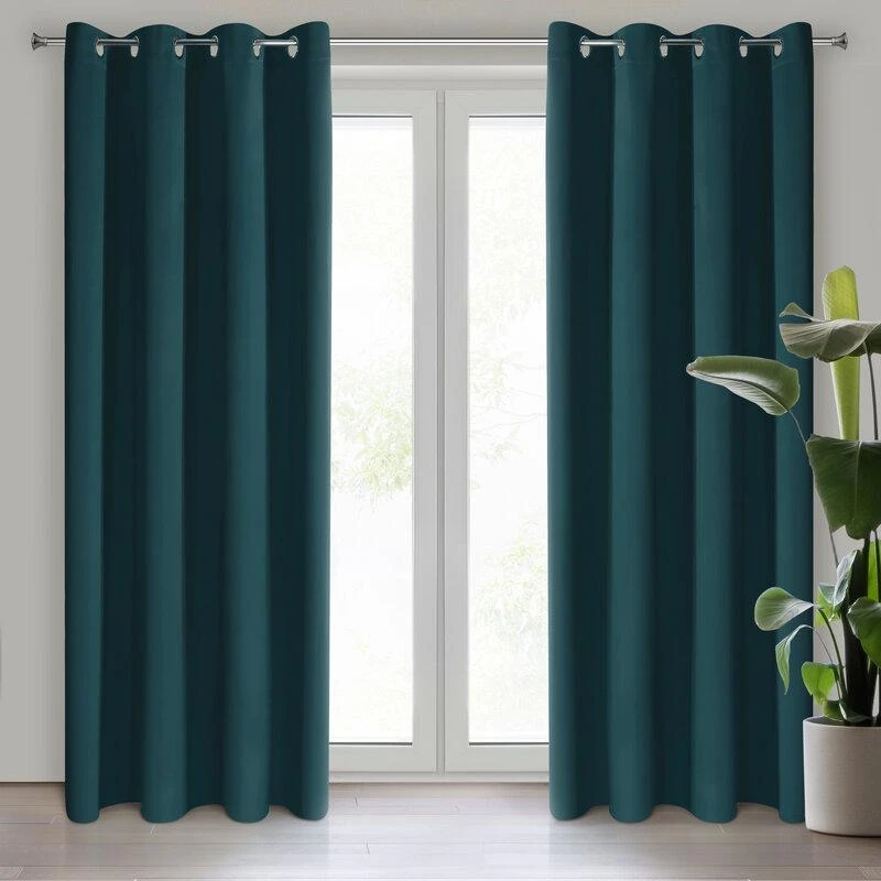 Eurofirany LOGAN blackout tipo temdanti naktinė užuolaida, 135X250 cm, kilpos / žiedai, spalva: tamsi turkio