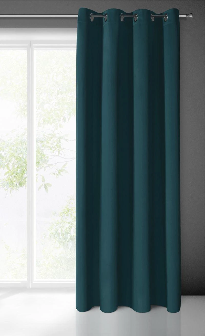 Eurofirany LOGAN blackout tipo temdanti naktinė užuolaida, 135X250 cm, kilpos / žiedai, spalva: tamsi turkio