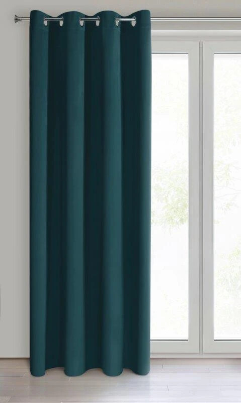 Eurofirany LOGAN blackout tipo temdanti naktinė užuolaida, 135X250 cm, kilpos / žiedai, spalva: tamsi turkio