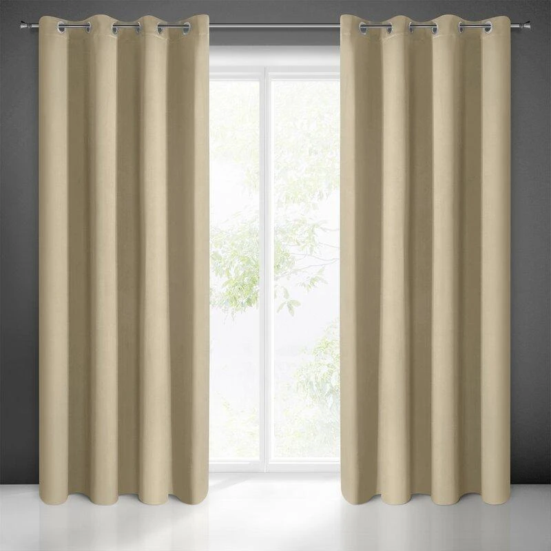 Eurofirany LOGAN blackout tipo temdanti naktinė užuolaida, 135X250 cm, kilpos / žiedai, spalva: smėlio
