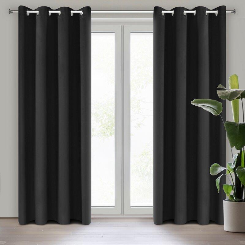Eurofirany LOGAN blackout tipo temdanti naktinė užuolaida, 135X250 cm, kilpos / žiedai, spalva: juoda