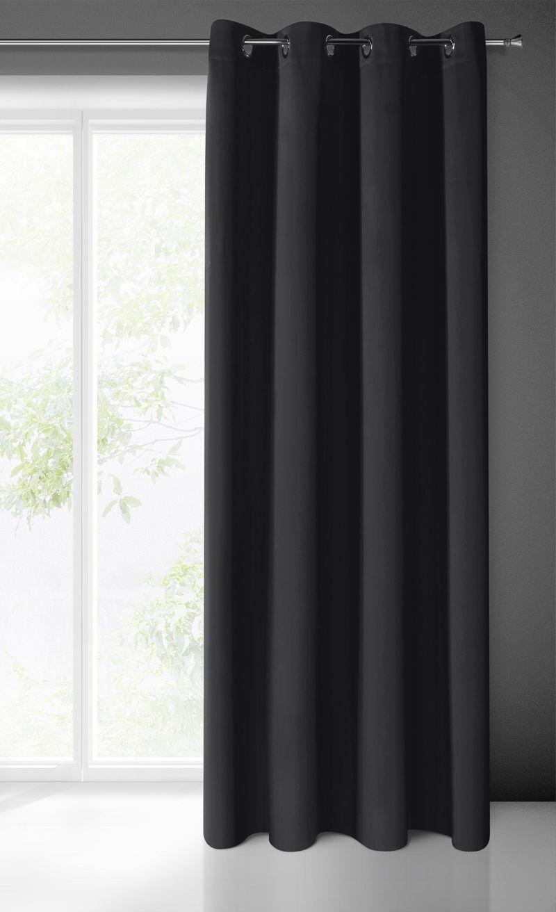 Eurofirany LOGAN blackout tipo temdanti naktinė užuolaida, 135X250 cm, kilpos / žiedai, spalva: juoda