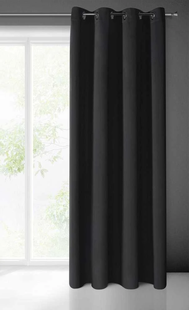 Eurofirany LOGAN blackout tipo temdanti naktinė užuolaida, 140X270 cm, kilpos / žiedai, spalva: juoda